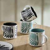 Argos Habitat Leaf Set of 4 Stoneware Mugs - Green & Black- Buy online at McGrocer