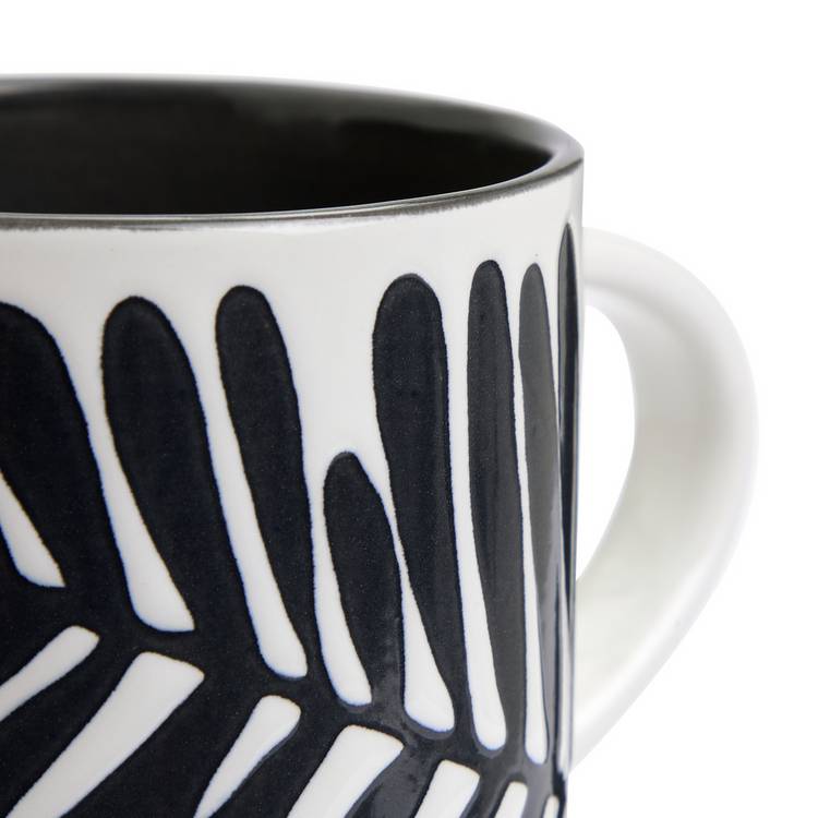 Habitat stoneware mugs leaf pattern green black set of 4 - British product