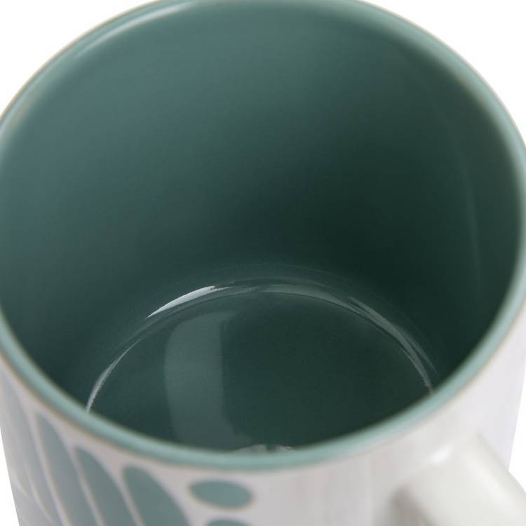 Habitat stoneware mugs leaf pattern green black set of 4 - British product