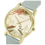 Radley gold plated watch with green artichoke leather strap 35mm (British brand)