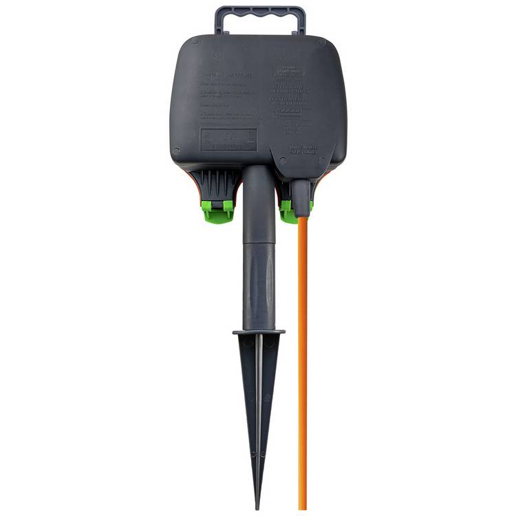Masterplug garden spike 2 socket 15m cable (British brand)