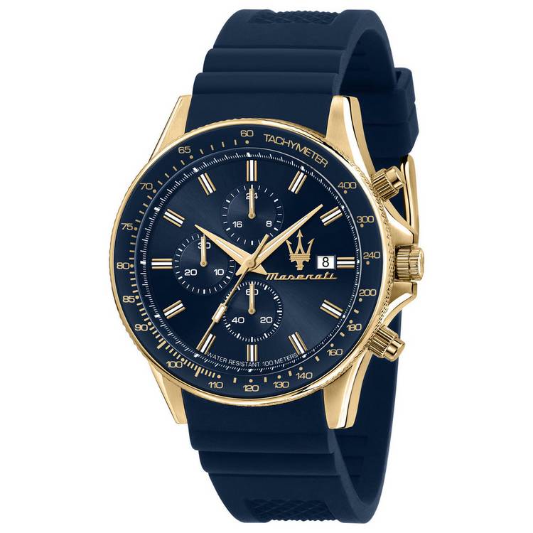 Maserati Sfdia blue dial chronograph watch stainless steel bracelet - British product