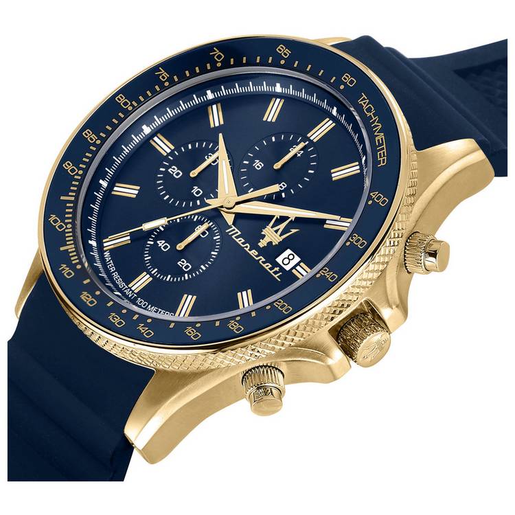 Maserati Sfdia blue dial chronograph watch stainless steel bracelet - British product