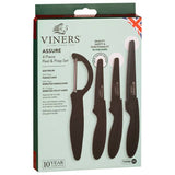 Viners 4 piece knife and peeler set black, UK version