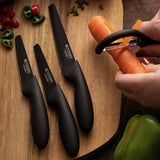 Viners 4 piece knife and peeler set black, UK version