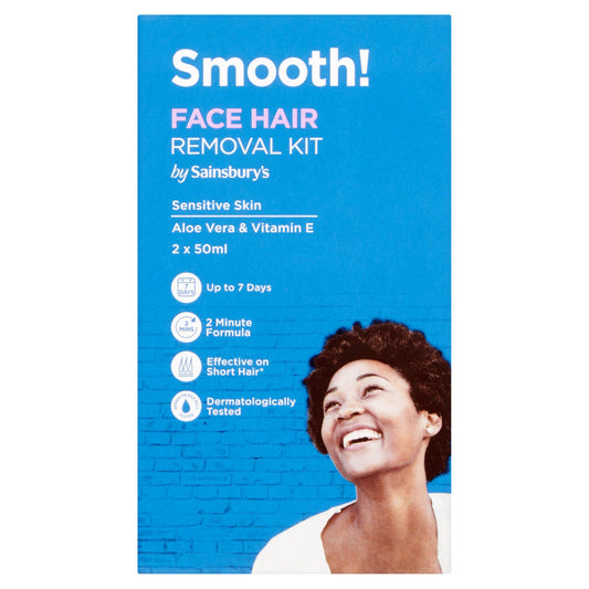 Sainsbury's Smooth! Face Hair Removal Kit 2x250ml hair removal creams & waxes Sainsburys   