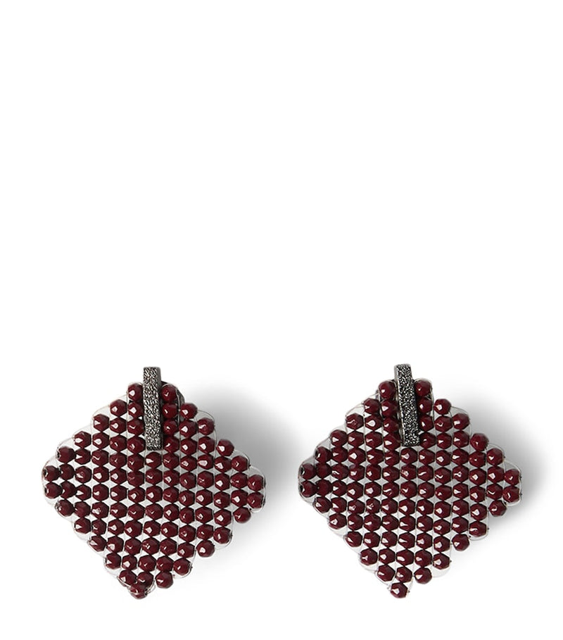 Brunello Cucinelli square hematite earrings 3cm, UK version
