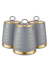 Next Tower Set of 3 Grey Empire Storage Jars Kitchen Storage Canisters 1.3L- Buy online at McGrocer