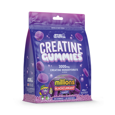 Applied Nutrition Kreatin-Gummibärchen Millions Schwarze Johannisbeere Nahrungsergänzungsmittel 400g