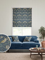 Next William Morris At Home Blue Strawberry Thief 100% Cotton Roman Blinds- Buy online at McGrocer