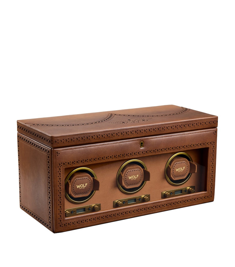 WOLF Brogue triple watch winder with storage, UK version