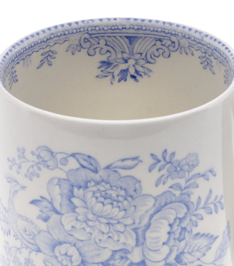 Burleigh handmade Blue Asiatic Pheasants earthenware mug, UK version