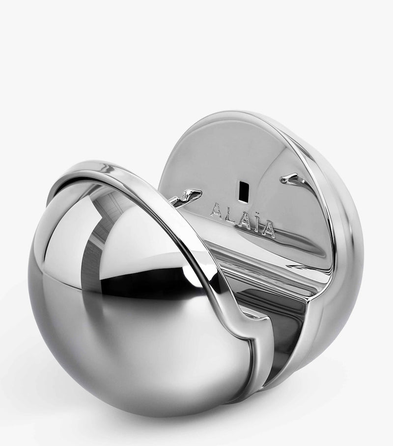 Alaïa silver-tone sphere earrings 28mm, imported from the UK