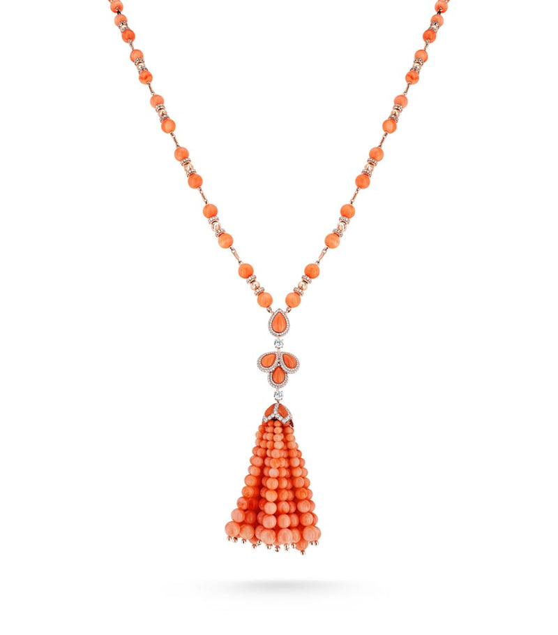 David Morris rose gold and diamond tassel necklace - British product