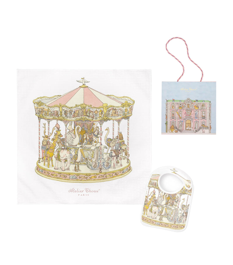 Atelier Choux carousel blanket bib bag gift set, UK version