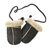 Baby Cord Aviator Leather Mittens - British product