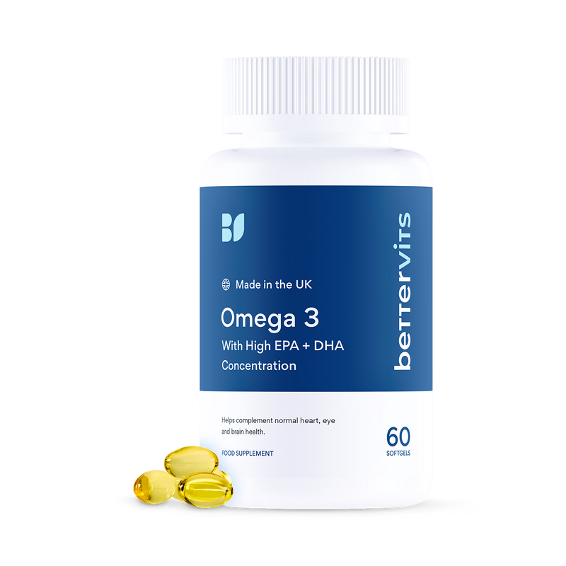 Bettervits Omega 3 softgels high EPA DHA 60 count - British product
