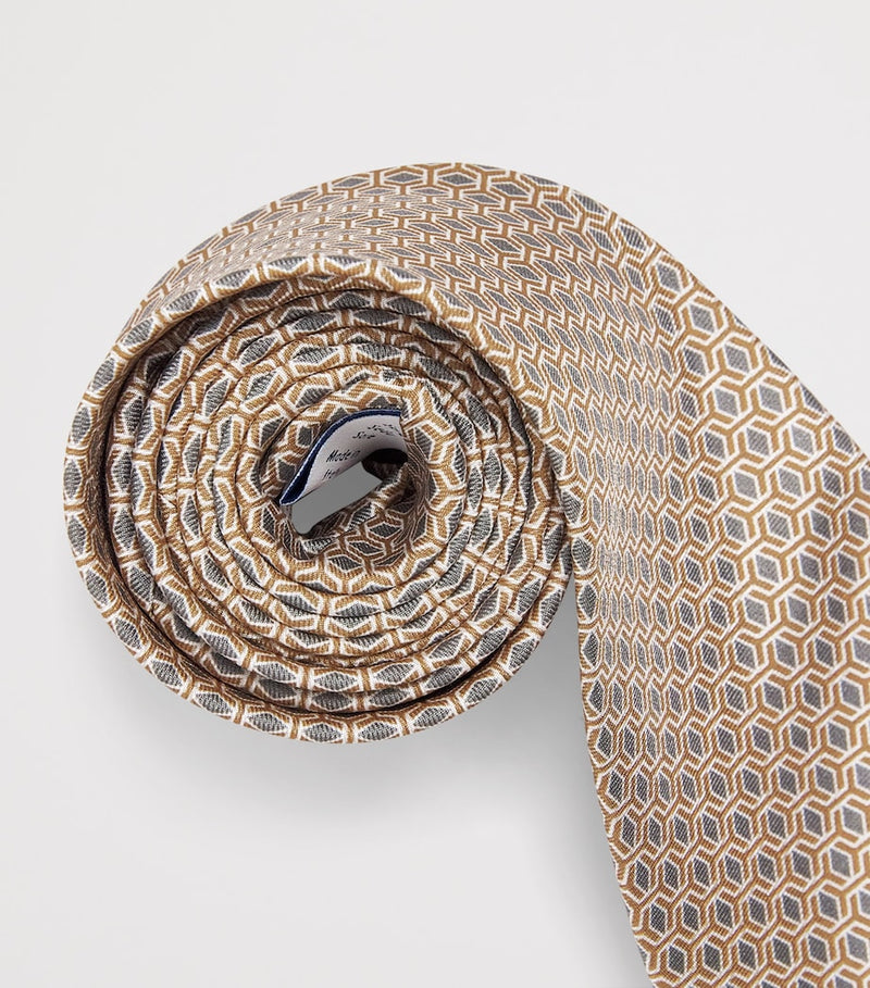 Eton silk geometric tie 8cm, imported from the UK