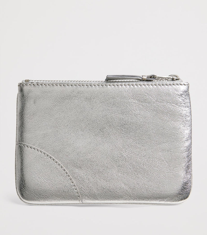 Comme Des Garçons Wallet small leather pouch silver, UK version