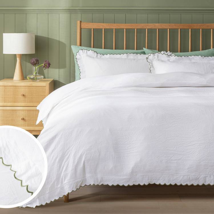 Argos Home Washed Scallop White single bedding set, UK version