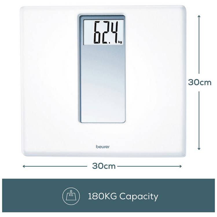 Beurer PS160 XXL acrylic digital bathroom scales white - British product