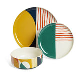 Habitat Geo Decal multicoloured 12 piece dinner set, imported from the UK