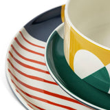 Habitat Geo Decal multicoloured 12 piece dinner set, imported from the UK