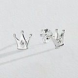 Revere children's crown stud earrings with cubic zirconia (British brand)