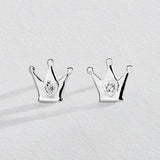 Revere children's crown stud earrings with cubic zirconia (British brand)