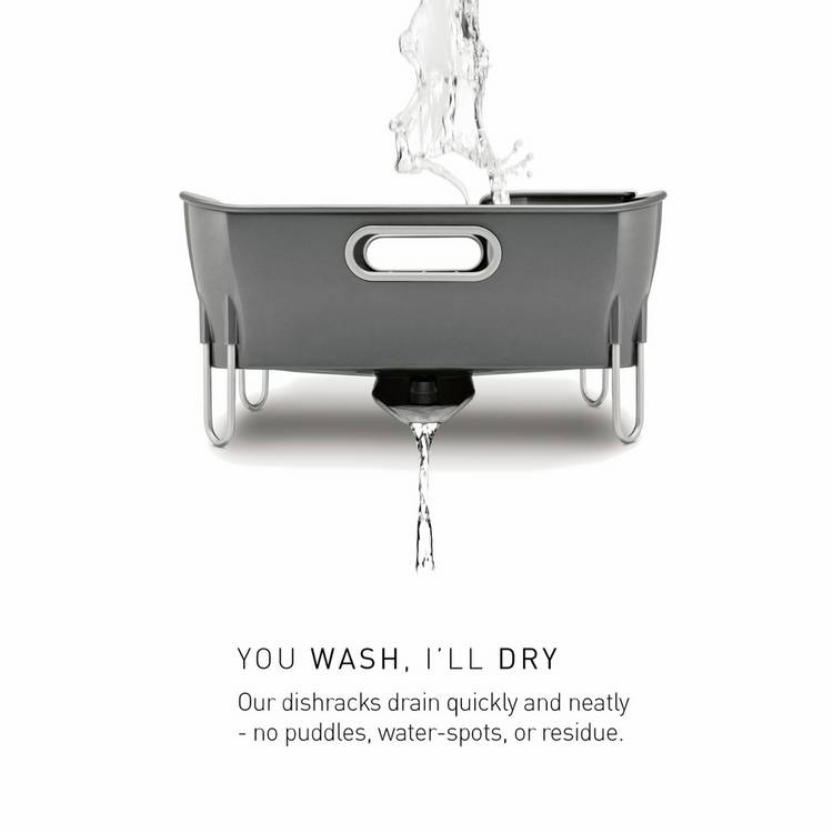 simplehuman plastic compact dish rack grey - British product