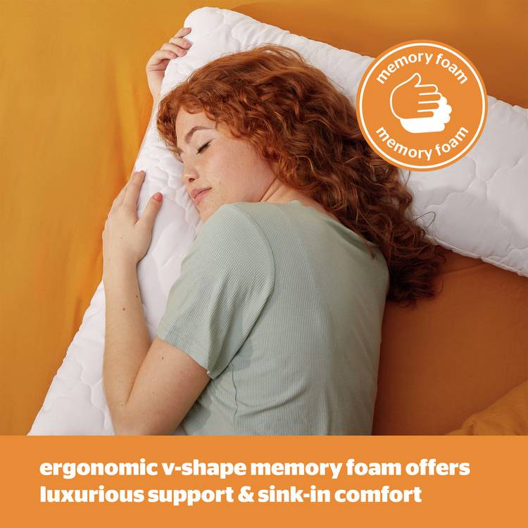 Silentnight memory foam V shaped support pillow, imported from the UK