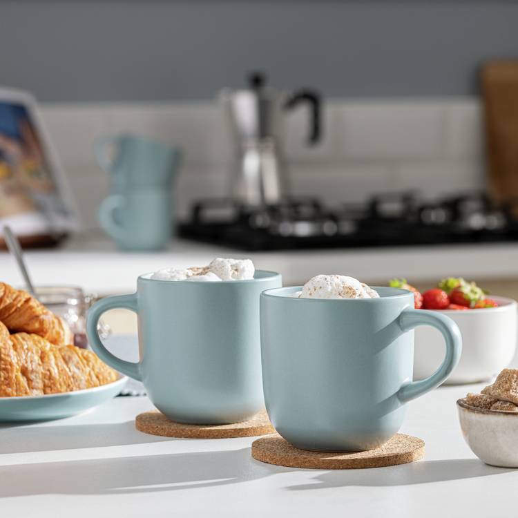 Habitat stoneware mugs set of 4 in duck egg (British brand)