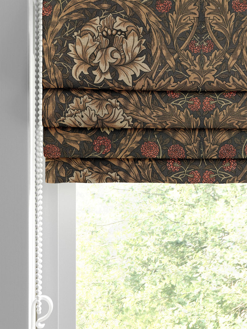 William Morris African Marigold velvet roman blind, imported from the UK