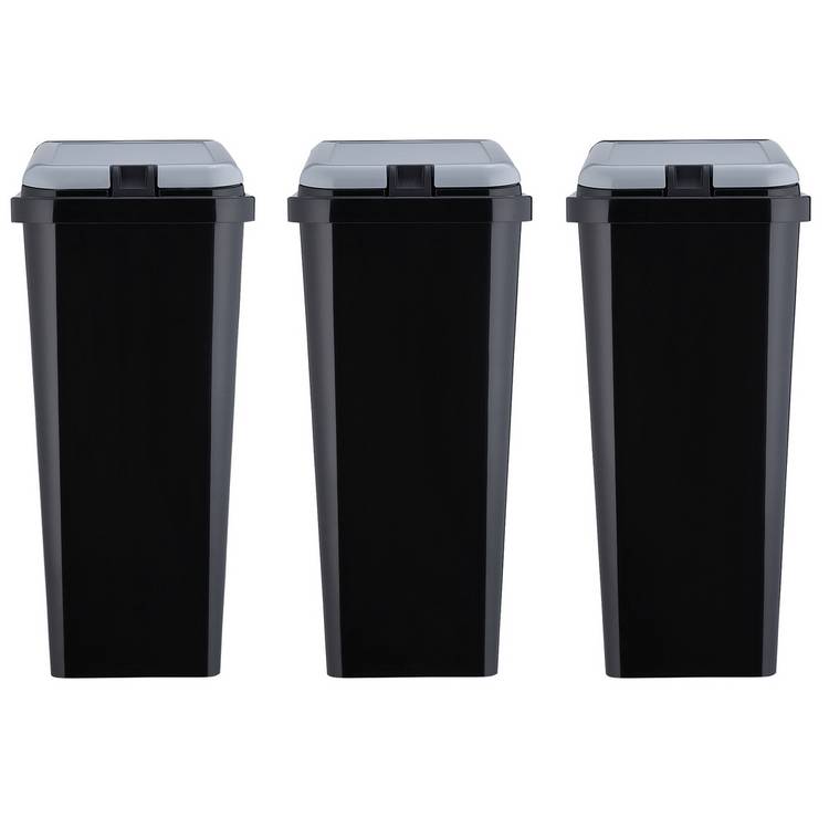 Argos Home trio recycling bins black 45L, imported from the UK