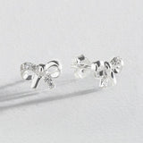 Revere sterling silver bow stud earrings cubic zirconia, imported from the UK