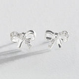 Revere sterling silver bow stud earrings cubic zirconia, imported from the UK