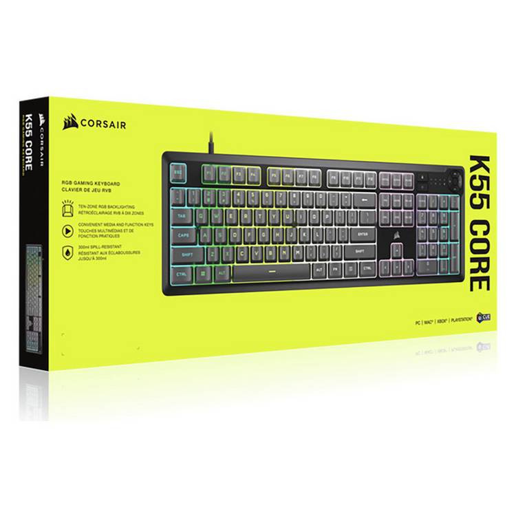 Corsair K55 Core Steel wired gaming keyboard grey, UK version