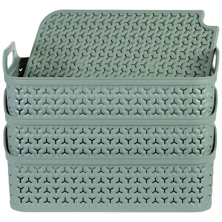 Strata Urban plastic storage baskets lilypad green 3 x 12L - British product