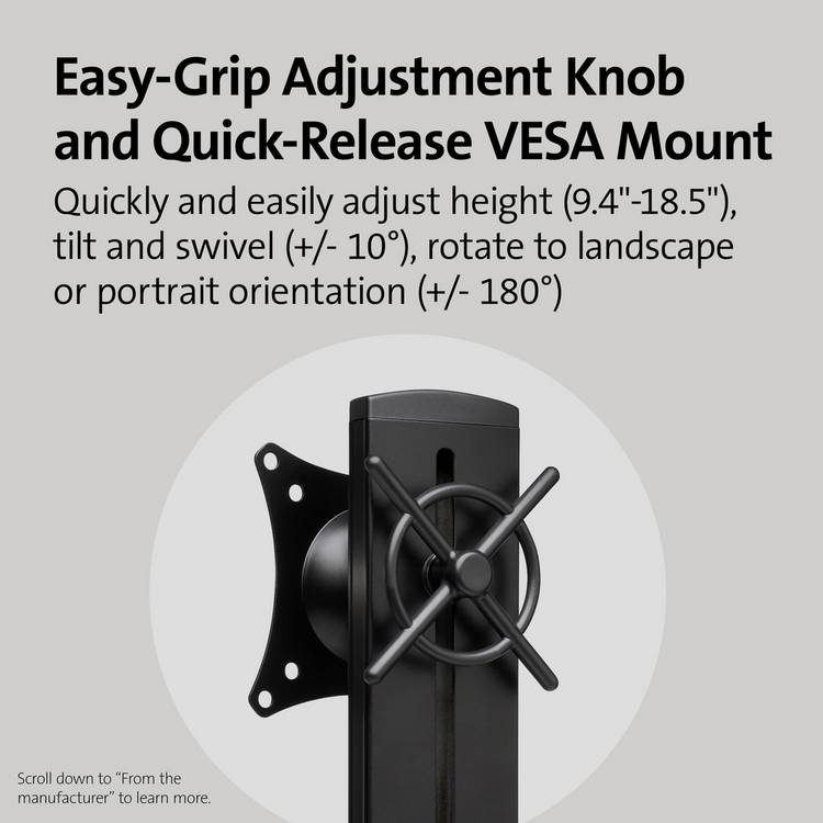 Kensington single monitor arm black up to 27 inch (British brand)