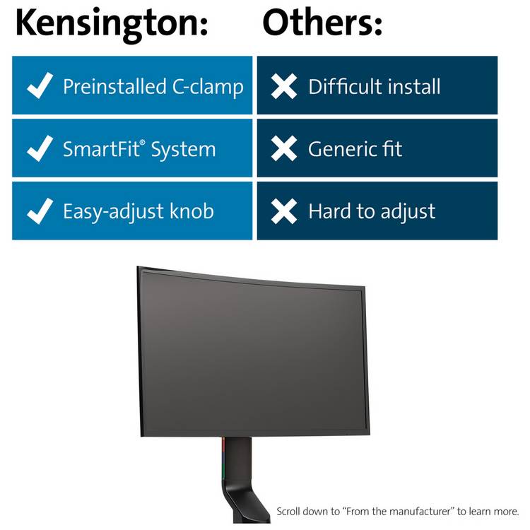 Kensington single monitor arm black up to 27 inch (British brand)