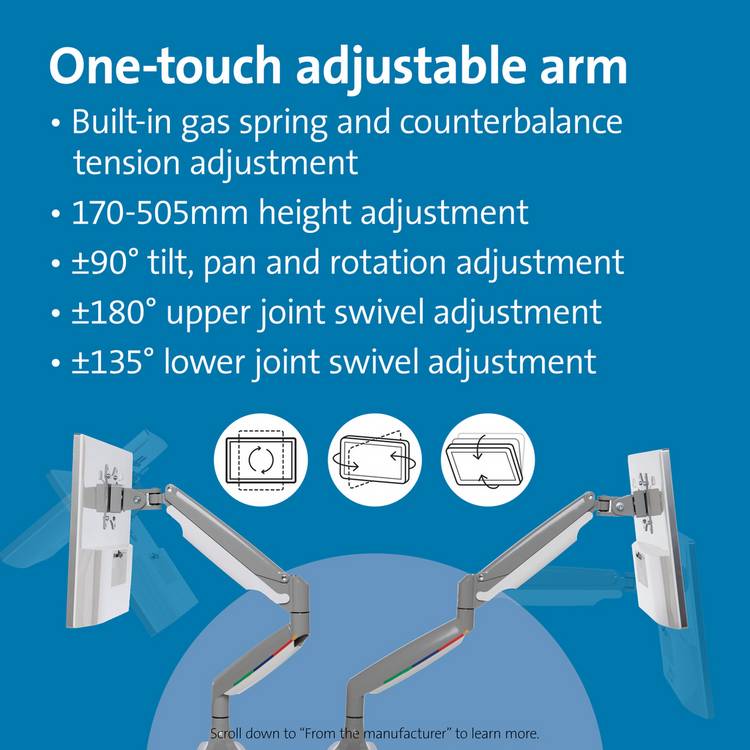 Kensington SmartFit monitor arm grey 13-32 inch (British brand)