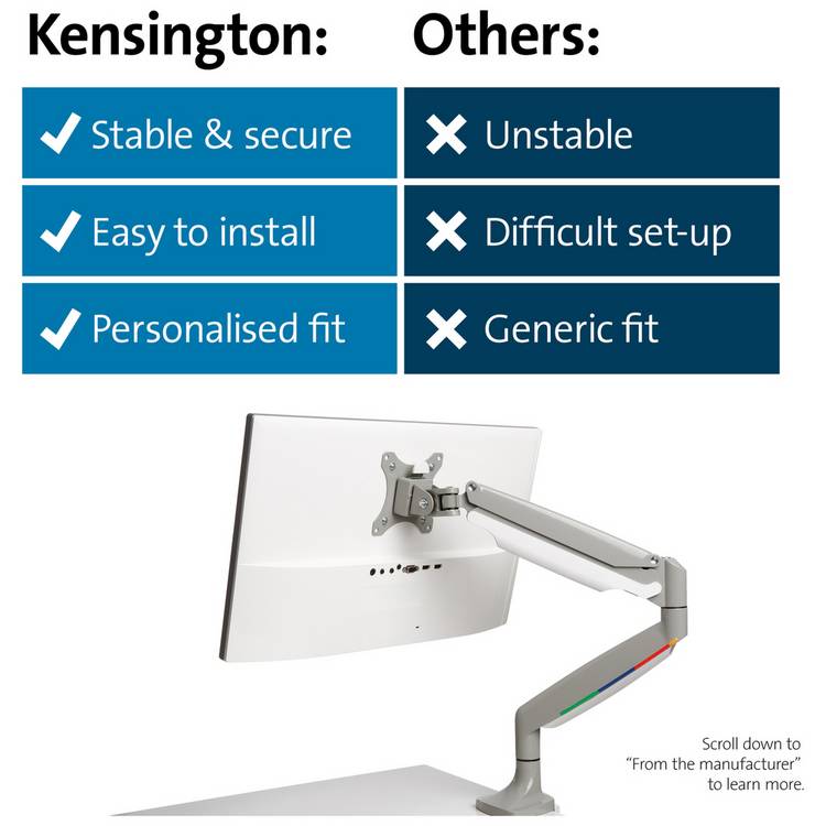 Kensington SmartFit monitor arm grey 13-32 inch (British brand)
