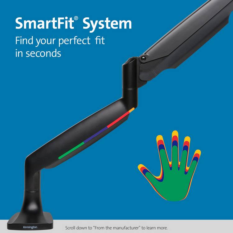Kensington SmartFit single monitor arm black - British product