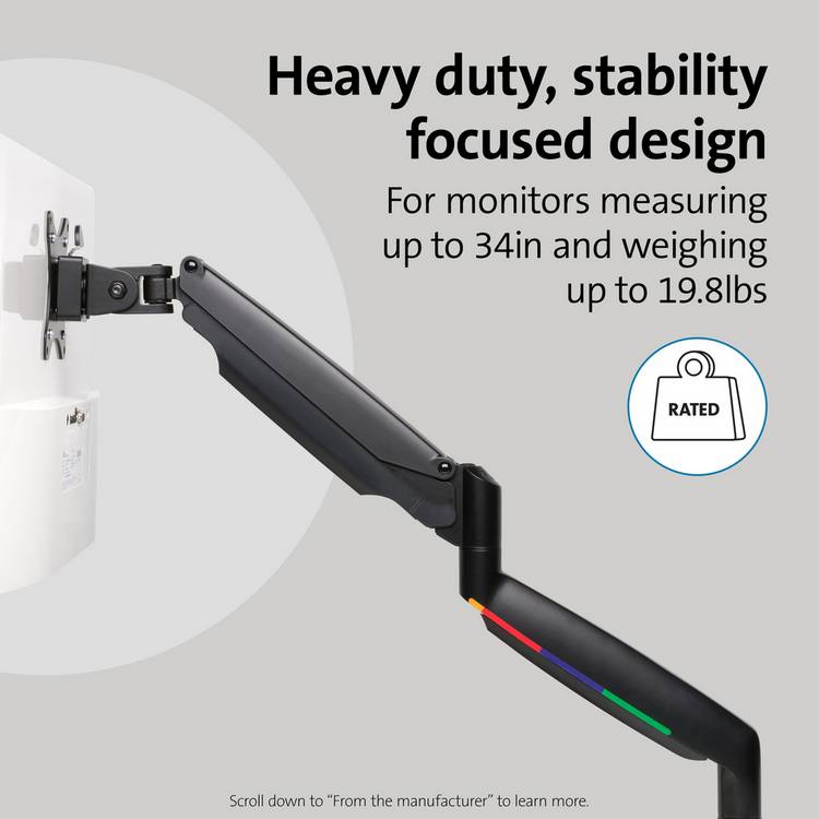 Kensington SmartFit single monitor arm black - British product