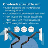 Kensington SmartFit single monitor arm black - British product