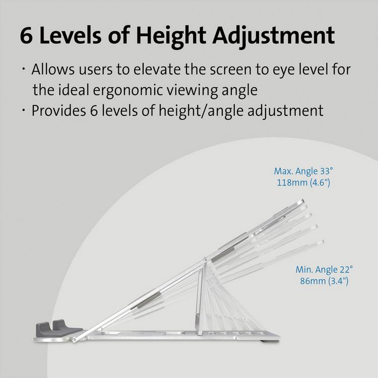 Kensington aluminium laptop riser silver adjustable stand - British product