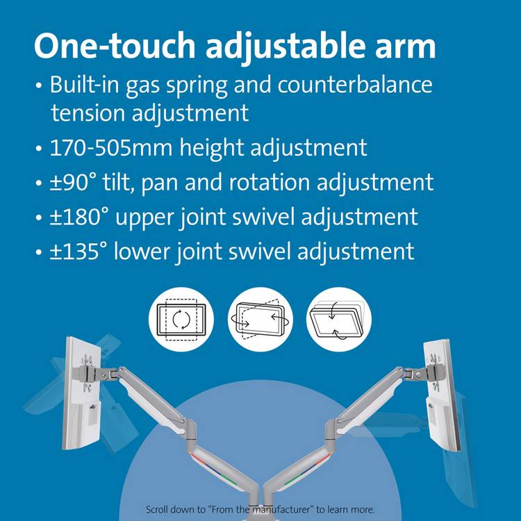 Kensington Dual Monitor Arm Grey (British brand)