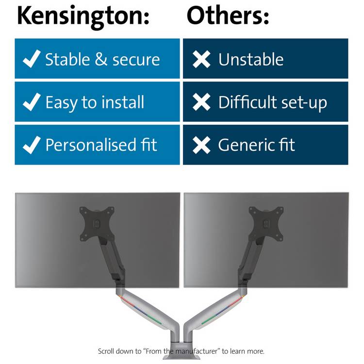 Kensington Dual Monitor Arm Grey (British brand)