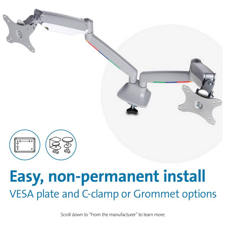 Kensington Dual Monitor Arm Grey (British brand)