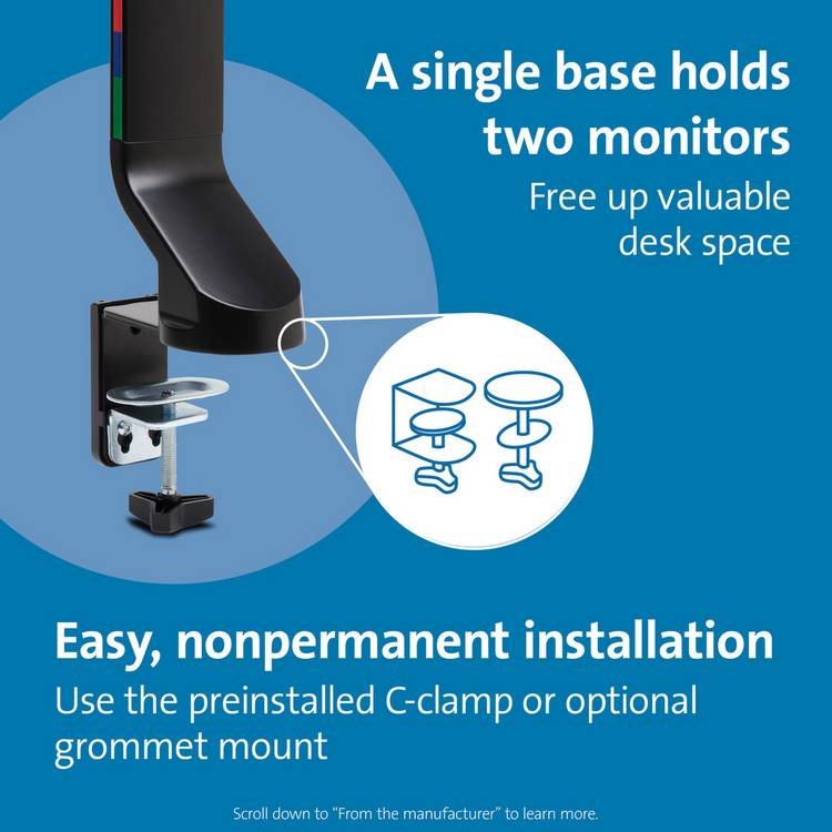 Kensington SmartFit black dual monitor arm - British product